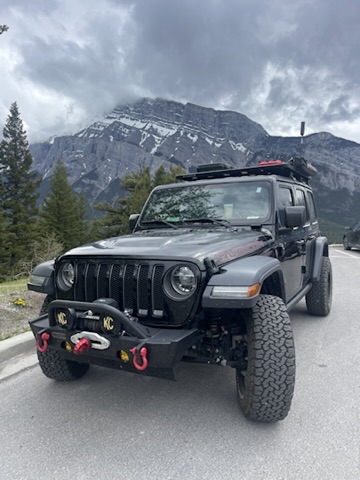 Interior and cargo area of the Wrangler loaded for a trip